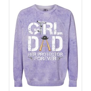 GirlDad Her Protector Forever Funny Father Colorblast Crewneck Sweatshirt