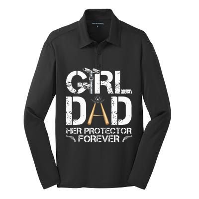 GirlDad Her Protector Forever Funny Father Silk Touch Performance Long Sleeve Polo