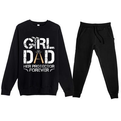 GirlDad Her Protector Forever Funny Father Premium Crewneck Sweatsuit Set