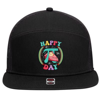 Groovy Happy Pi Day 3.14 Pi Number Math Teachers Students 7 Panel Mesh Trucker Snapback Hat