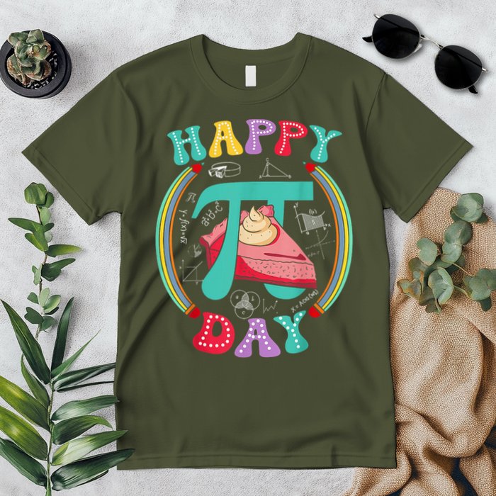 Groovy Happy Pi Day 3.14 Pi Number Math Teachers Students Premium T-Shirt