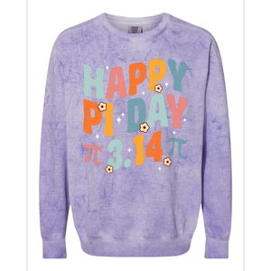 Groovy Happy Pi Day Mathematic Math Teacher Pi Day 3.14 Colorblast Crewneck Sweatshirt