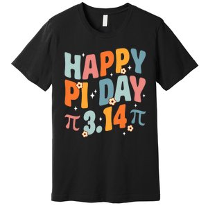 Groovy Happy Pi Day Mathematic Math Teacher Pi Day 3.14 Premium T-Shirt