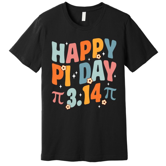 Groovy Happy Pi Day Mathematic Math Teacher Pi Day 3.14 Premium T-Shirt