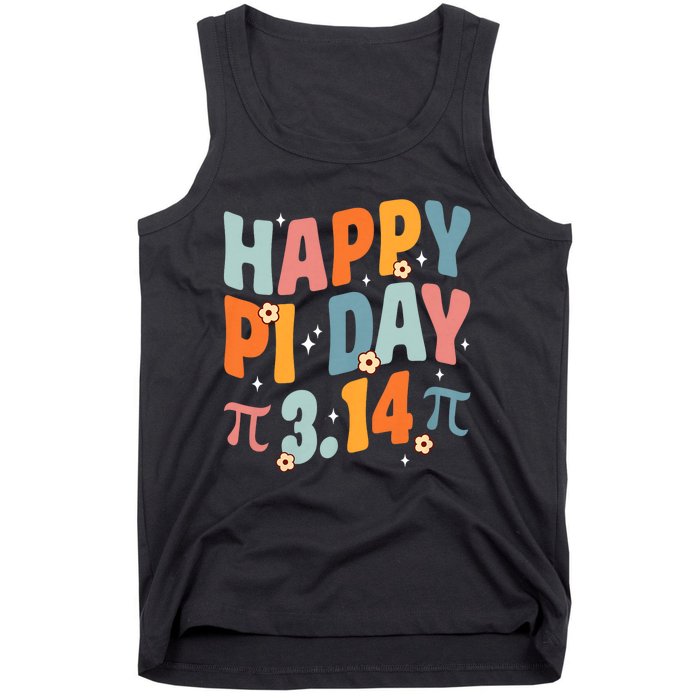 Groovy Happy Pi Day Mathematic Math Teacher Pi Day 3.14 Tank Top