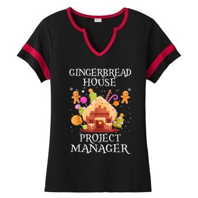 Gingerbread House Project Manager Decorating Baking Xmas Ladies Halftime Notch Neck Tee