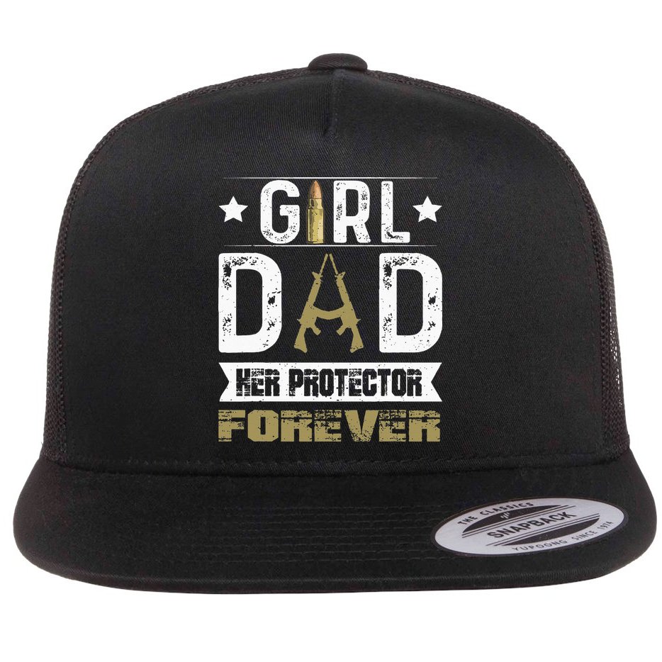GirlDad Her Protector Forever Father Day Flat Bill Trucker Hat