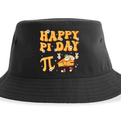 Groovy Happy Pi Day Mathematics Math Teacher Pi Day 3.14 Sustainable Bucket Hat