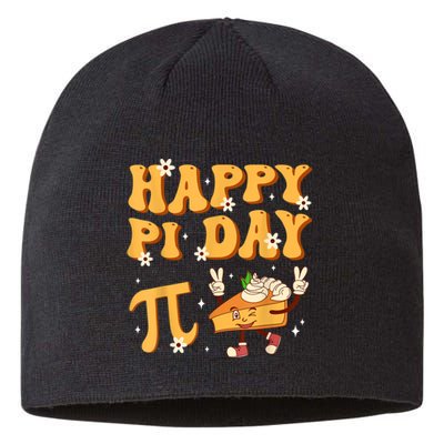 Groovy Happy Pi Day Mathematics Math Teacher Pi Day 3.14 Sustainable Beanie