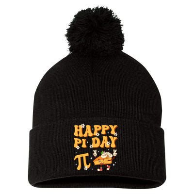 Groovy Happy Pi Day Mathematics Math Teacher Pi Day 3.14 Pom Pom 12in Knit Beanie