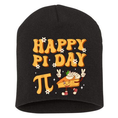 Groovy Happy Pi Day Mathematics Math Teacher Pi Day 3.14 Short Acrylic Beanie