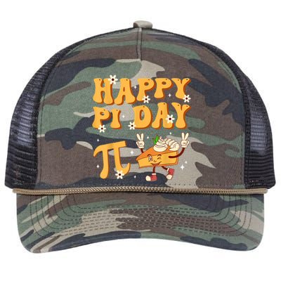 Groovy Happy Pi Day Mathematics Math Teacher Pi Day 3.14 Retro Rope Trucker Hat Cap