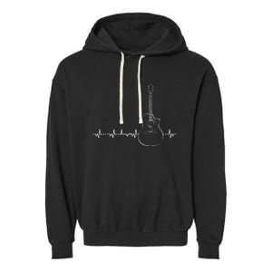 Guitar Heartbeat Pulse Musical Theme Garment-Dyed Fleece Hoodie