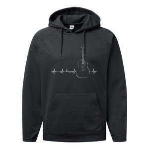 Guitar Heartbeat Pulse Musical Theme Performance Fleece Hoodie