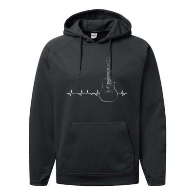 Guitar Heartbeat Pulse Musical Theme Performance Fleece Hoodie