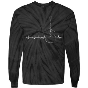 Guitar Heartbeat Pulse Musical Theme Tie-Dye Long Sleeve Shirt