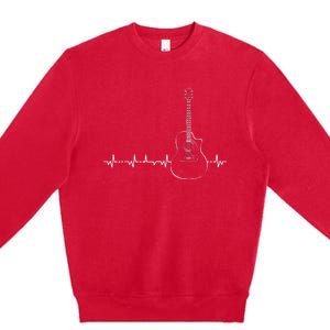 Guitar Heartbeat Pulse Musical Theme Premium Crewneck Sweatshirt