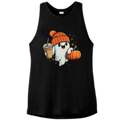 Ghost Hold Pumpkin Ing Coffee Halloween Iced Coffee Gift Ladies PosiCharge Tri-Blend Wicking Tank