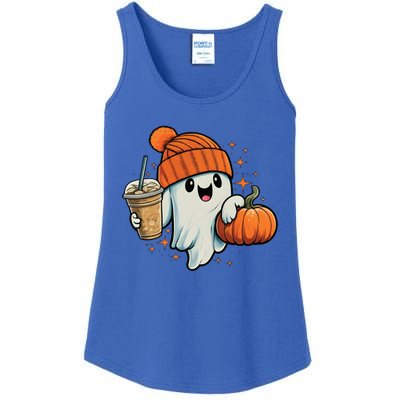 Ghost Hold Pumpkin Ing Coffee Halloween Iced Coffee Gift Ladies Essential Tank