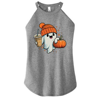 Ghost Hold Pumpkin Ing Coffee Halloween Iced Coffee Gift Women's Perfect Tri Rocker Tank