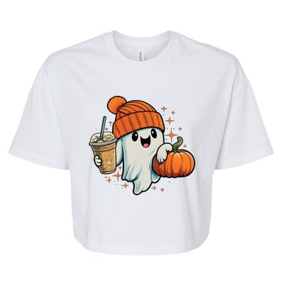 Ghost Hold Pumpkin Ing Coffee Halloween Iced Coffee Gift Bella+Canvas Jersey Crop Tee