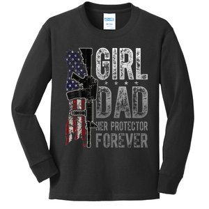 GirlDad Her Protector Forever Funny Father Kids Long Sleeve Shirt