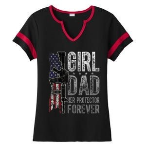 GirlDad Her Protector Forever Funny Father Ladies Halftime Notch Neck Tee