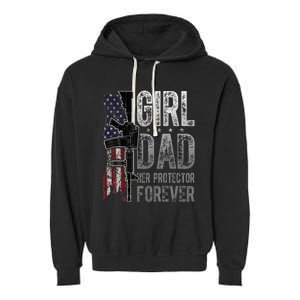 GirlDad Her Protector Forever Funny Father Garment-Dyed Fleece Hoodie