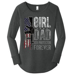 GirlDad Her Protector Forever Funny Father Women's Perfect Tri Tunic Long Sleeve Shirt