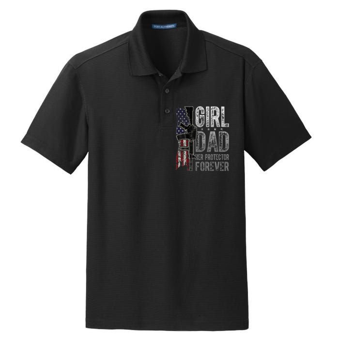 GirlDad Her Protector Forever Funny Father Dry Zone Grid Polo