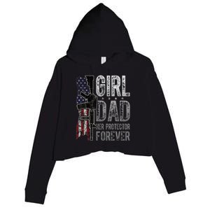 GirlDad Her Protector Forever Funny Father Crop Fleece Hoodie