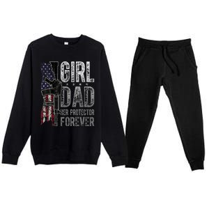 GirlDad Her Protector Forever Funny Father Premium Crewneck Sweatsuit Set