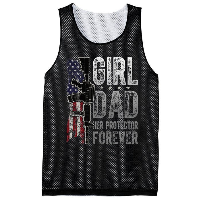 GirlDad Her Protector Forever Funny Father Mesh Reversible Basketball Jersey Tank