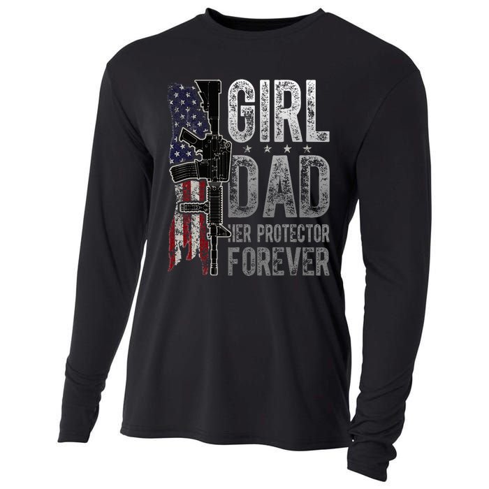 GirlDad Her Protector Forever Funny Father Cooling Performance Long Sleeve Crew