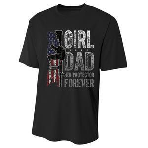 GirlDad Her Protector Forever Funny Father Performance Sprint T-Shirt