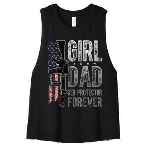 GirlDad Her Protector Forever Funny Father Women's Racerback Cropped Tank