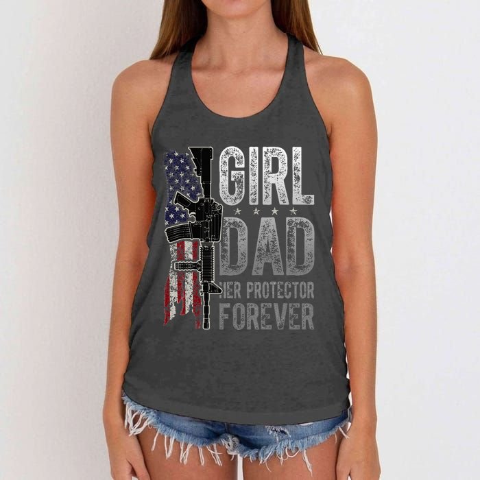 GirlDad Her Protector Forever Funny Father Women's Knotted Racerback Tank