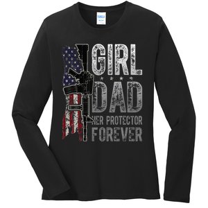 GirlDad Her Protector Forever Funny Father Ladies Long Sleeve Shirt