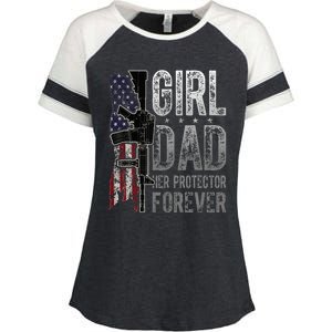 GirlDad Her Protector Forever Funny Father Enza Ladies Jersey Colorblock Tee