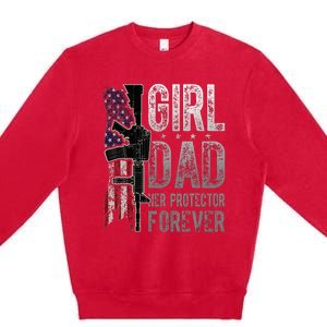 GirlDad Her Protector Forever Funny Father Premium Crewneck Sweatshirt