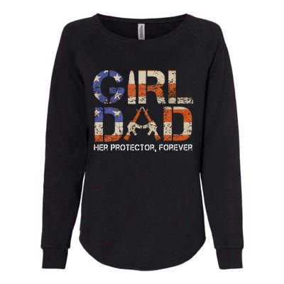 GirlDad Her Protector Forever Funny Father of Fun Dad Womens California Wash Sweatshirt