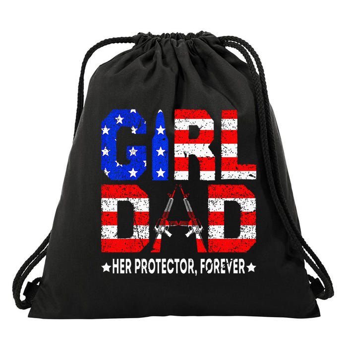 GirlDad Her Protector Forever Funny Father Drawstring Bag