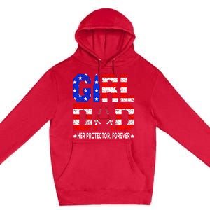 GirlDad Her Protector Forever Funny Father Premium Pullover Hoodie