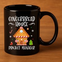 Gingerbread House Project Manager Baking Xmas Pajamas 11oz C Handle Ceramic Mug