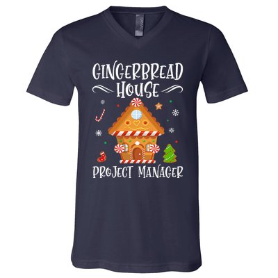 Gingerbread House Project Manager Baking Xmas Pajamas V-Neck T-Shirt