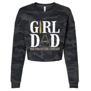 GirlDad Her Protector Forever Funny Father Cropped Pullover Crew