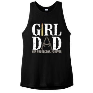 GirlDad Her Protector Forever Funny Father Ladies PosiCharge Tri-Blend Wicking Tank