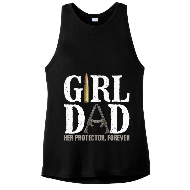 GirlDad Her Protector Forever Funny Father Ladies PosiCharge Tri-Blend Wicking Tank