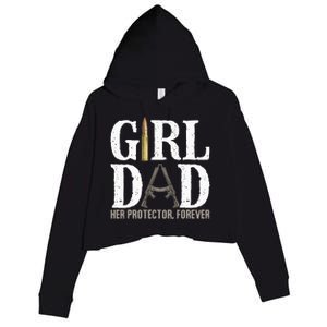 GirlDad Her Protector Forever Funny Father Crop Fleece Hoodie