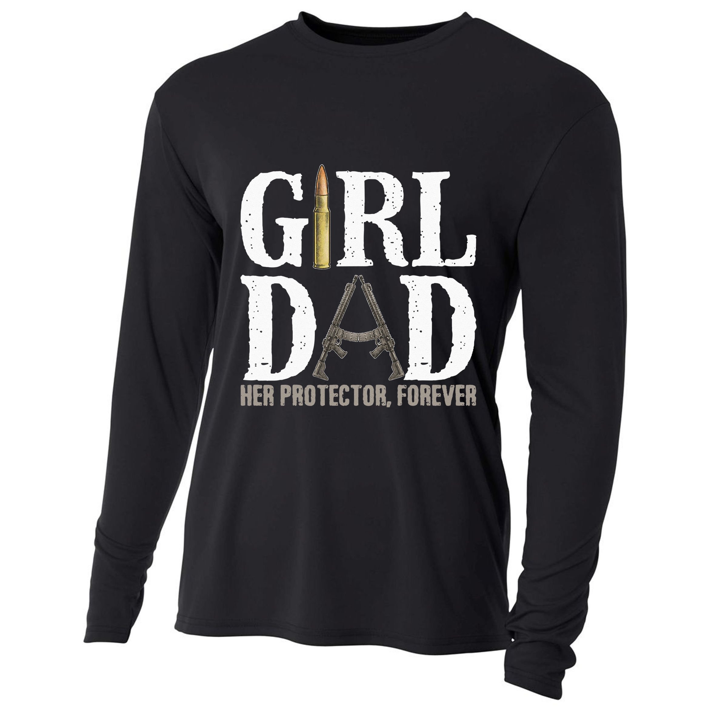 GirlDad Her Protector Forever Funny Father Cooling Performance Long Sleeve Crew